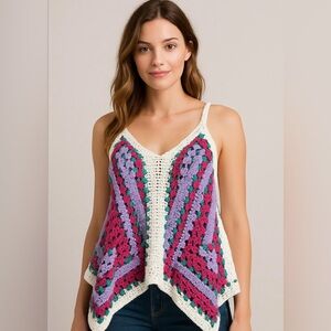 Dreamers By Debut Kanata Kerchief Crocheted Tank Top Size Small/Medium NWOT